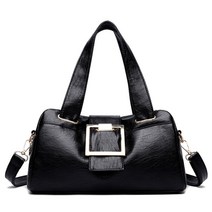 여성 보스턴백 여자 골프 여행 유명 브랜드 토트 백 빅 벨트 버클 크로스 바디 백 가방, 검은 색, 20cm최대 길이30cm, 협력사