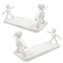 다올려 부착식 선반 무타공 붙이는 벽선반 거치대, 2개입-화이트+부착4단걸이