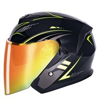 기어러스 스프린터헬멧 초경량 오픈페이스 헬멧 오토바이헬멧 스쿠터헬멧 반모헬멧 1100g 원터치 썬바이져 내장 GEARUS, 유광 블랙/네온, 3XL, 프리즘쉴드