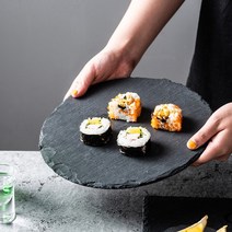 스톤 원형 플레이트 스테이크 돌접시 슬레이트접시, M