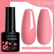 네일아트 LILYCUTE 7ml 베이스 젤 매니큐어 밝은 색상 반영구 흡수 UV LED 강화 네일 아트 닦을 필요 없는 탑 코트, 87 LC-F088