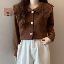 [랜덤플레이] 여친룩 꽈배기 빅카라넥 금속 단추 가디건