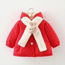 몽실이 토끼머플러 누빔 점퍼 겨울 아우터 점퍼 여아