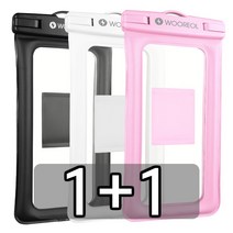 우레올 1개+1개 IPX8등급 스마트폰 방수팩 스포츠 암밴드 넥스트랩 물놀이 4중잠금 휴대폰 방수케이스, 블랙,화이트, 1세트