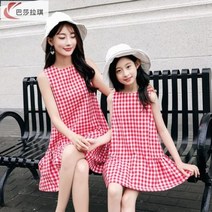 YAHOO 딸 모녀 커플룩 원피스 가족 시밀러룩 비치웨어 여름옷 여름 체크 모녀복