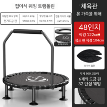 트램폴린 키즈 홈 실내 성인 체육관 문지르는 침대 운동 슬리밍 장치, 업그레이드 48 인치  센드 쉴드-더블 팔걸이-번개 토
