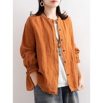 린넨긴팔셔츠 린넨 셔츠 블라우스 봄 여름 오버핏 긴팔 가디건 상의 코튼 캐주얼 루즈 여성 코트