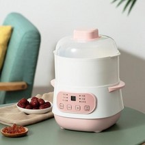 토마토슬로우쿠커 중탕기220V 1L 미니 전기 음식 스튜 냄비 자동 죽 디저트 베이비 푸드 느린 Stewer 휴대, 03 pink with steamer_04 UK