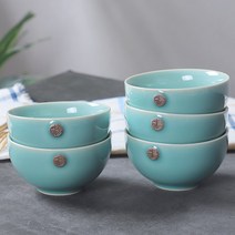 손잡이앞접시 크리스마스그릇 빈티지그릇 44.5inch longquan 청자 밥 그릇 빈티지 축복 단어 세라믹 그릇 수프라면 국수 그릇 과일 샐러드 용기 식기류, 4인치