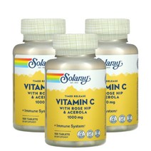 솔라리 Timed Release Vitamin C With Rose Hip Acerola 아세로라체리 로즈힙 비타민씨 1 000 mg 100정x3병, 3개, 100정