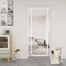 현관문 방묘문 지퍼방충문 안전문 칸막이 90x220cm 고양이 롤 망 커튼 애견 문모기장