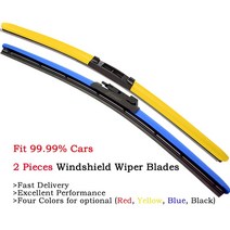 앞 유리 와이퍼 혼다 인피니티 재규어 지프 렉서스 MG 벤츠 하이브리드 창, 2Pcs Wiper Blades, Blue-Yellow