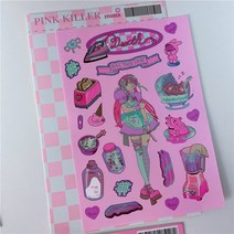 노트북스티커 캐리어스티커 귀여운 만화 소녀 캐릭터 Goo 카드 스티커 DIY 스크랩북 저널 휴대 전화 일기 스타 체이싱 앨범 선물 장식, [04] D