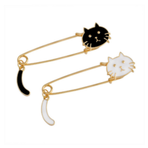 2 pcs 사랑스러운 에나멜 고양이 브로치 핀 키티 안전 핀 스카프 옷깃 핀 쥬얼리 액세서리