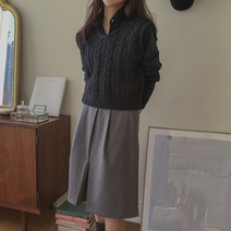 쉐얼유 여성 파스텔 꽈배기 숏 니트 조끼