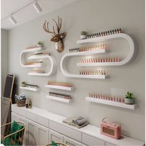 [ EVENT 1+1 3일 총알배송 ]인테리어 화이트 네일 벽 선반 네일샵 진열대 벽걸이 진열장 조명, 화이트 조명 U자형 2개 세트