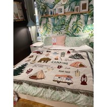 빈티지 캠프 담요 블랭킷 차박 이불 무릎담요 소파덮개 벽차단 피크닉, A