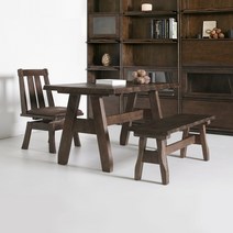 양성국갤러리 마사야 원목 4인 식탁세트 1200 테이블 벤치 의자, 테이블1200+벤치1000+회전의자2ea