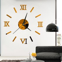 북유럽 디자인 세련된 벽시계 3D 아크릴 디지털 벽 시계 로마 숫자 디자인 큰 라운드 벽 시계 DIY 자기, 갈색