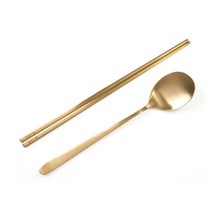 금상첨화 티타늄 이중수저 세트 11426, 숟가락 + 젓가락, 골드
