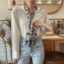 플라워 롱 타이스카프 프리미엄 쁘띠스카프 롱스카프 실크 방도 패턴 가방 스카프코디 스카프매는법