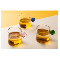 투명 손잡이 가벼운 내열유리에스프레소잔 꽃차 보이차 찻잔 작은잔, 그린