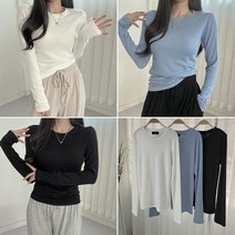 110까지 군살소멸 빅사이즈 슬림핏 라운드 기본 기모 골지 긴팔 티셔츠(91)데일리 겨울이너 홈웨어 자체제작 큰옷빅진