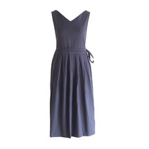 피키픽스 코튼 옆 트임 앞치마 롱스커트, 네이비