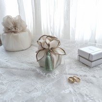 반지 돌반지 선물 포장 상자 보자기 세트, 진한주황, 연카키, 첫돌, 1개