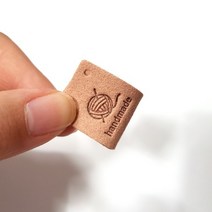 핸드메이드 실타래라벨 인디핑크색 가죽라벨 인조가죽