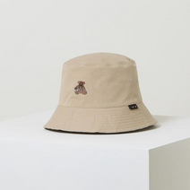 닥스 리버서블 양면 테디베어 자수 장식 체크 버킷햇 벙거지 모자