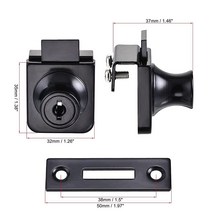 Uxcell 디스플레이 캐비닛 유리 잠금 싱글 도어 래치 열쇠가 있는 다양한 아연 합금 블랙 마감 5-8mm 두께용 2개 팩131771