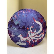 일본우산 지우산 한지공예 슈퍼 페어리 나인 테일 여우 우산 비 여성 오일 종이 남성 실크 방수 Hanfu 파라과이 파라솔 솜 브릴라, blue