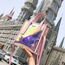 폴GER스인터내셔널_글로시 홀로그래픽 PVC 토트 크로스 백 SM-UN-8562 데이트가방 홀로그램백 미니숄더백 패션토트백 사각토트백_GU뚁똭GU+RNAODHK