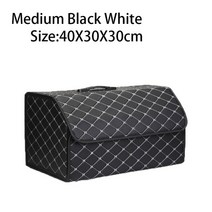다기능 자동차 트렁크 정리 상자 대용량 보관 가방 가죽 접이식 비상, [05] Medium Black White, 05 Medium Black White