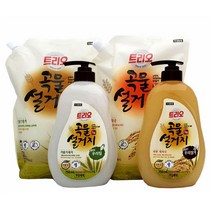 애경 트리오 곡물 설거지 주방세제 우리쌀겨 우리밀 용기 750ml / 리필 1.2L, 트리오곡물설거지우리밀1.2리터리필