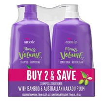 Aussie Miracle Volume Shampoo & Conditioner 미라클 볼륨 샴푸 앤 컨디셔너 파라벤 프리 768ml, 1개