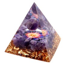 오르고나이트 피라미드 하트 자수정 둥근 구슬 포함 자수정 orgonite pyramid