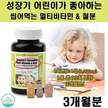 키즈 맛있는 씹어먹는 츄어블 멀티비타민 철분 성장기 유아 어린이 초등학생 청소년 영양제, 1개, 미국 칠드런스츄어블 비타민앤철분(3개월분)