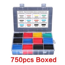 열수축튜브 127-750pcs 내열성 열 수축 세트 와이어 커넥터 케이블 열 수축 슬리브 용 열 수축 포장 키트, 750