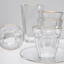 [듀라렉스] 피카디 골드라인 8 size * 홈카페 플렛화이트잔 프랑스 강화 유리컵, 25cl, 1개