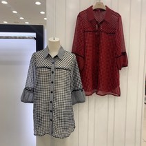 아르떼 체크 소매펀칭 블라우스(DNCCWB930)