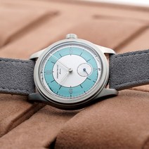 피에르 폴린 연어 다이얼 시계 50m 스킨 다이버 빈티지 스몰 세컨드 기계식 핸드 38mm 렐로지오 마스쿨리노, 05 파란