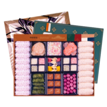 속이꽉찬 무설탕 무방부제 고급 전통 제수용 제사용 수제 찹쌀 유과 못난이 한과 설 명절 선물 세트 양파+복분자+매작과 2단