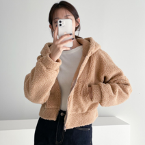 NewCare 여성 양털 후드집업 뽀글이 덤블 숏 크롭후드 자켓
