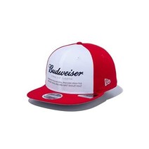 NewEra 뉴에라 골프 캡 버디저 콜라보 플랫 바이저 GF950 OF BUDWEISER AL러버 SCA 데일리 필드 캡모자 일상, Free Size, 화이트/스칼렛