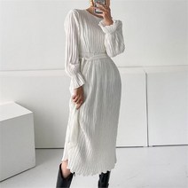 삐까삐까 쉬폰 벨트 주름 롱원피스