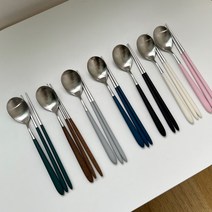 골든벨 수저세트 로마 한식 젓가락 숟가락 신혼 부부 집들이선물 예쁜 수저 커트러리 세트, 화이트