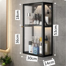 무타공 다용동 욕실 수납함 정리대 선반 욕실수납장선반 욕실리모델링 욕실 수납장 화장실 선반 벽걸이 화장품 보관함, 2 층 30cm [오른쪽 문] 검정