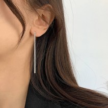 925실버 은 체인 볼 뱀줄 두줄 롱 드롭 귀걸이 드레스 귀고리
